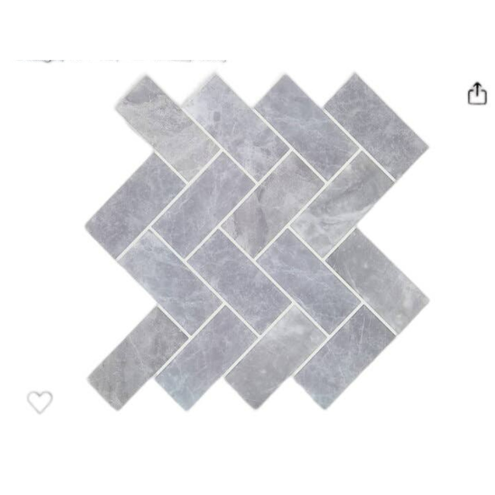 2 PACK Peel and Stick Tile Backsplash, Marble Grey Herringbone Tile 12" x 12"